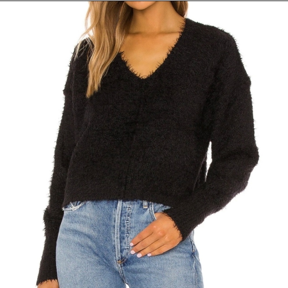 Super soft black fuzzy oversized Free People sweater